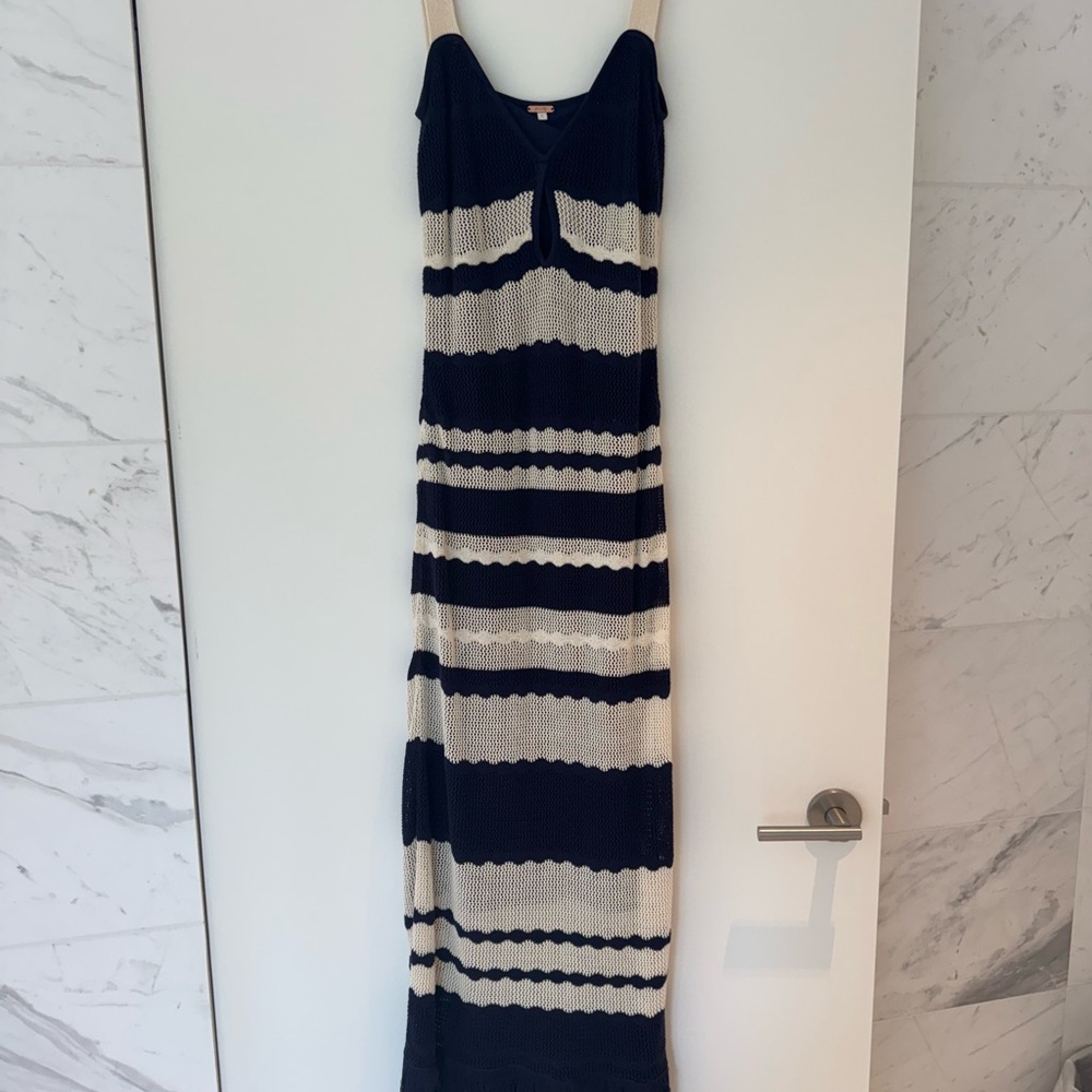 Striped Navy and White Maxi Dress